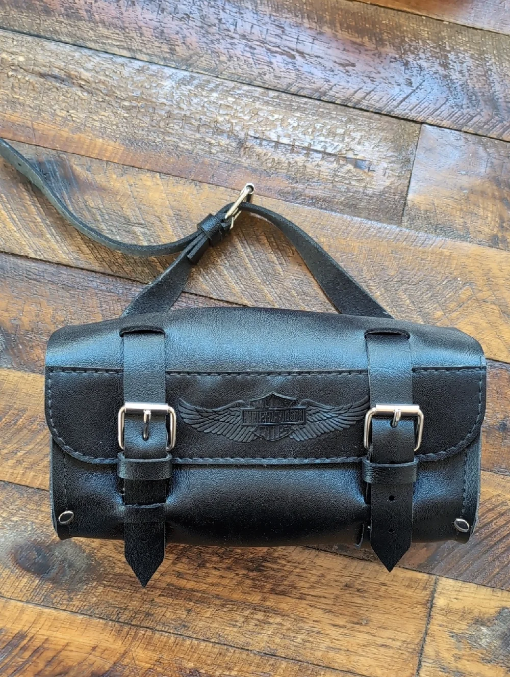 Harley-Davidson Black Motorcycle Handlebar Fork Bag with Buckle Straps - Picture 16 of 16